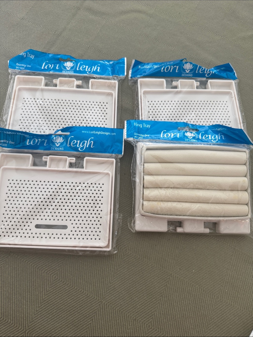 Lori Leigh Jewelry Ring Trays in Off-White - Set of 4